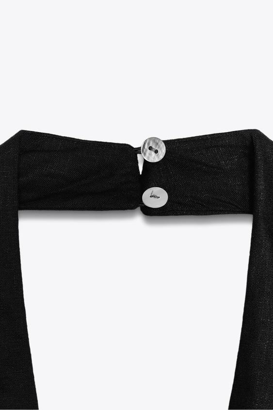 VESTITO MIDI DRAPPEGGIATO IN LINO